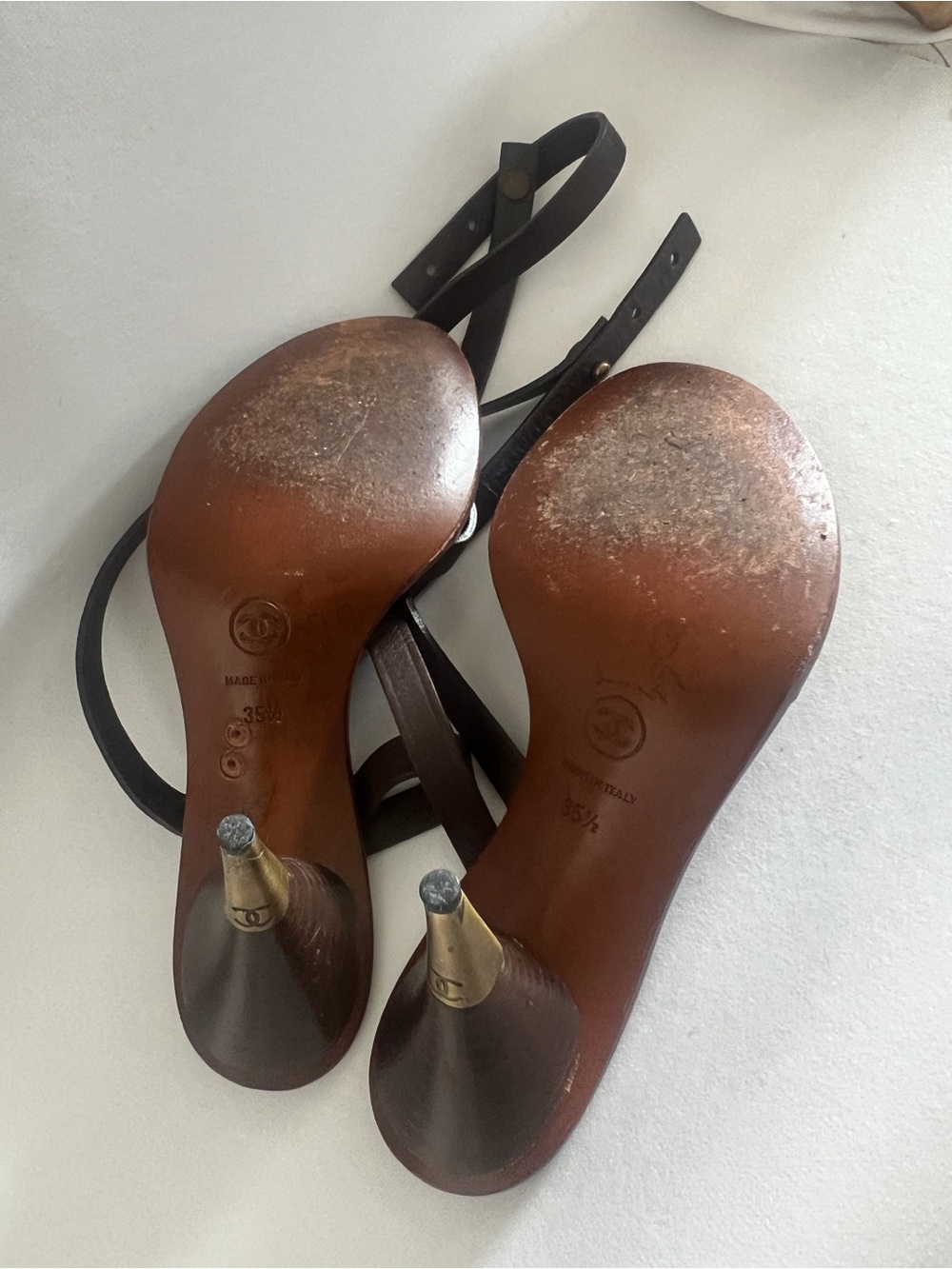 Chanel Brown Strappy Ankle-Wrap Heeled Sandals - Picture 11 of 13